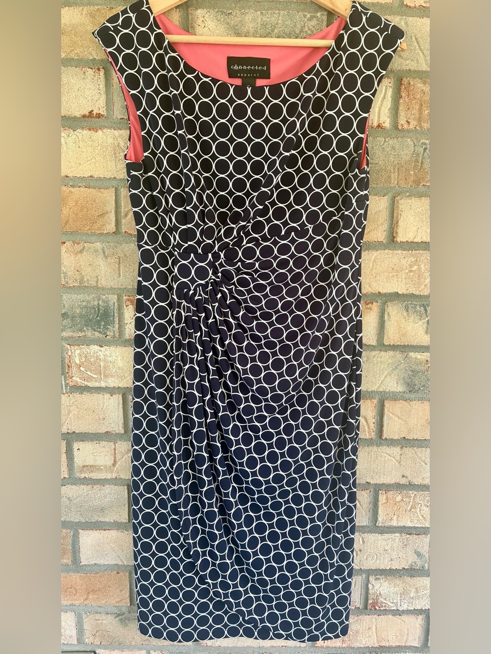 Connected Apparel Ellegant Dress Black/White Circle Knee Lenght Sheath Size 10